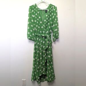 Gabby Skye Green Polka Dot Wrap Dress